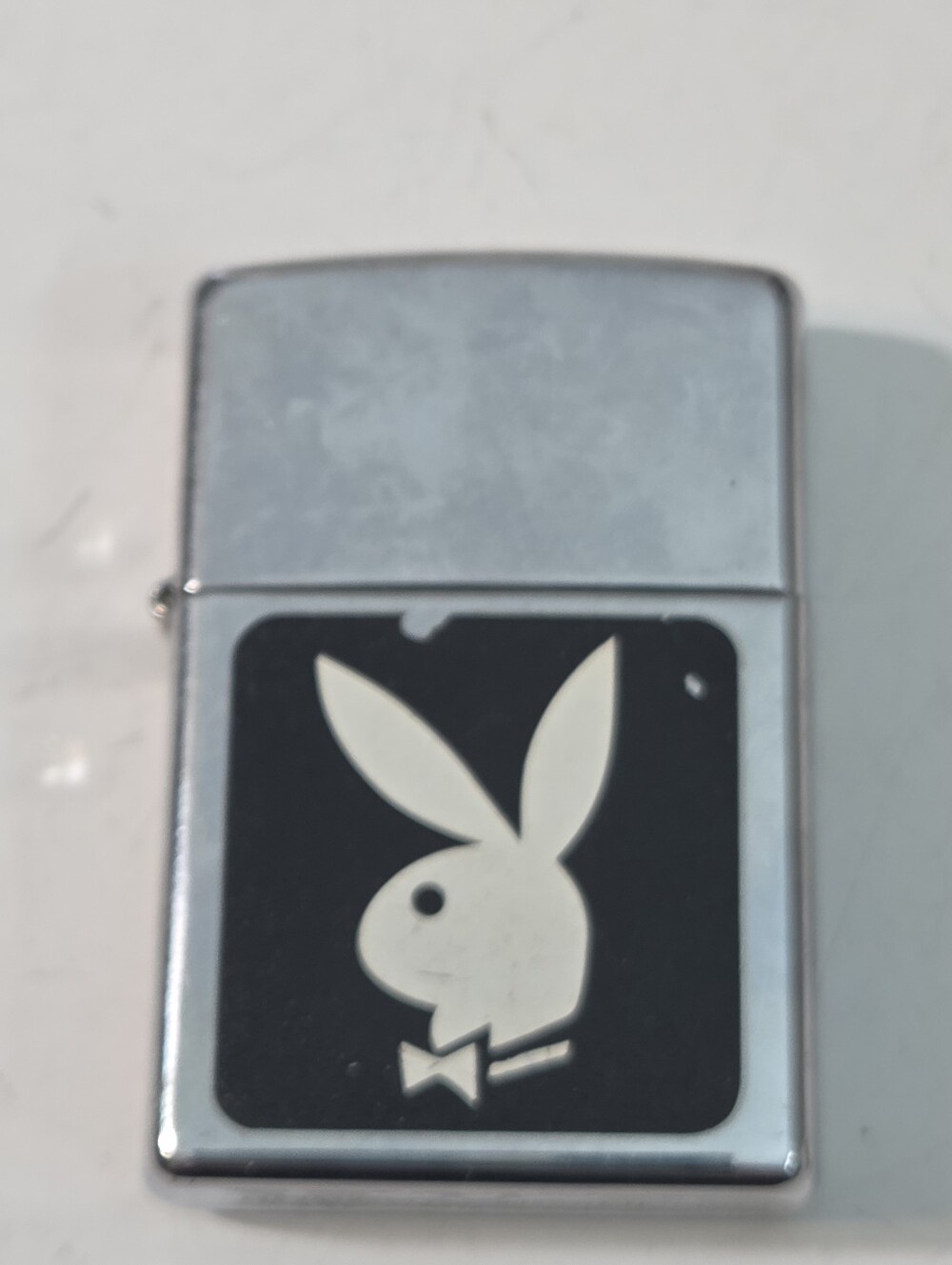 vtg 80s zippo Playboy Silver and Black Bunny Logo Lighter made in usa